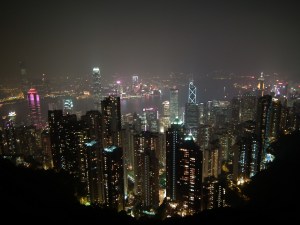 Hong Kong nocą ze Wzgórza Victorii