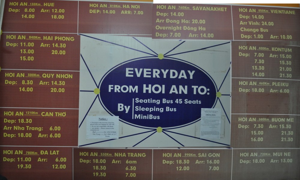 Rozkład autobusów "Open-tour" w Hoi An