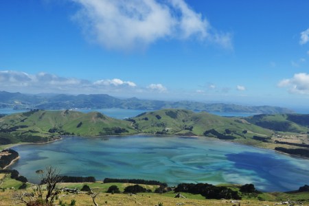 Widok z Mt Charles na Półwyspie Otago